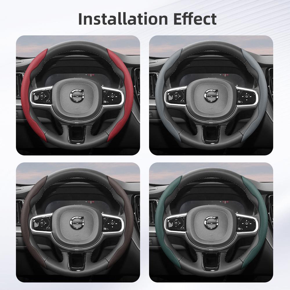 Подходит для Volvo Дышащие отверстия Кожаная накладка на руль Сегментированная конструкция с быстрым снятием Нескользящая Прочная V40 V70 S60 C30 S40 S90 Xc9