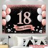 Rose Golden 18th Birthday Party Banner, Elegant Polyester Backdrop for Home Room Wall