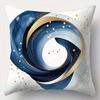 Blue  Gold Abstract Swirl Pillow Covers Pattern Cushion Cover Suitable For Sofa Bedroom Car Pillow Cover