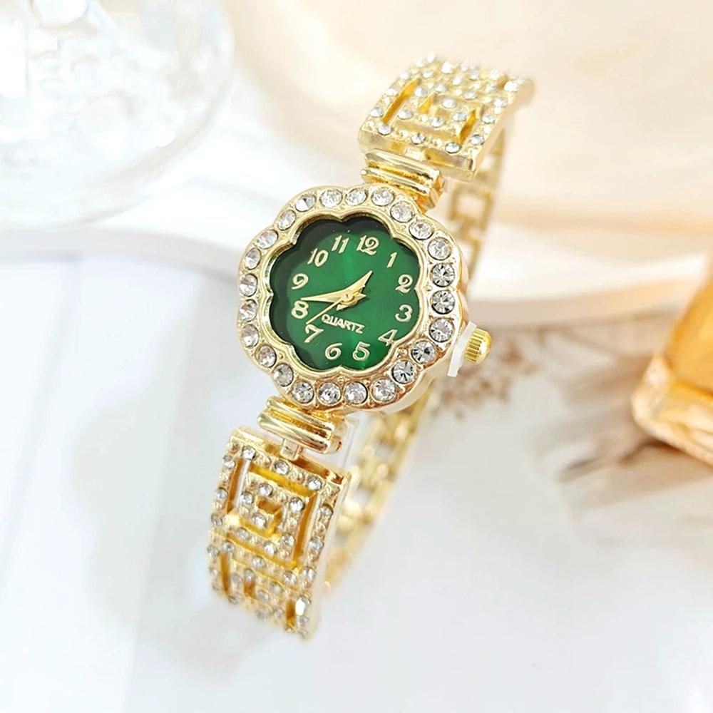 New High-End Glamorous Flower Pattern Rhinestone Inlaid Ladies' Watch Luxury Fashion Statement Bracelet Wristwatch Women watches
