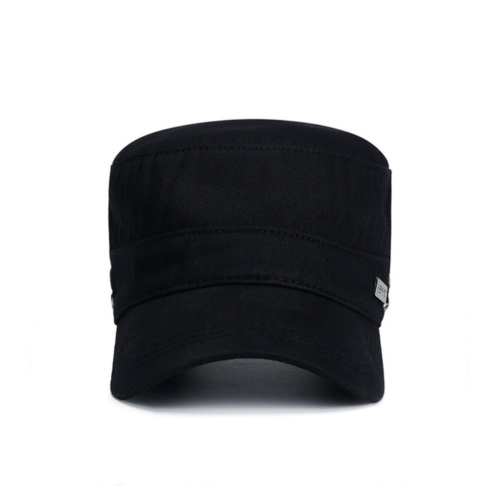 Solid Flat Top Hat Simple Cadet Hat Men Fashion Adjustable Baseball Cap Sunscrean