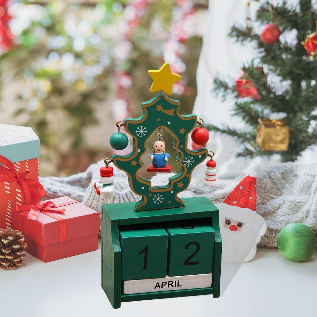 Xmas Wooden Advent Calendar Countdown Number Display Tabletop Block Ornament for Holiday Home Office Decor