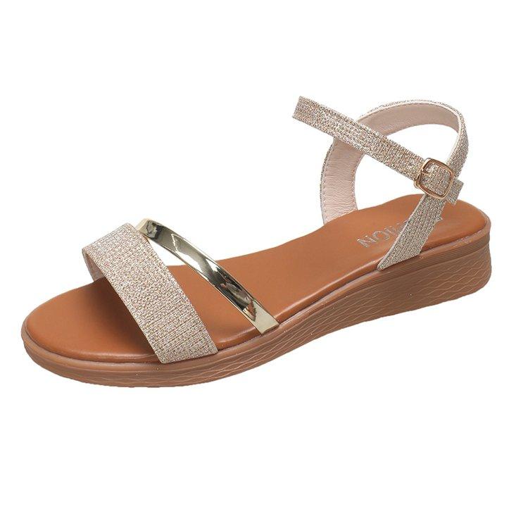 2024 Босоножки на танкетке для женщин Босоножки на каблуках Золотая платформа Летняя обувь Босоножки Chaussures Femme Размер 35-42