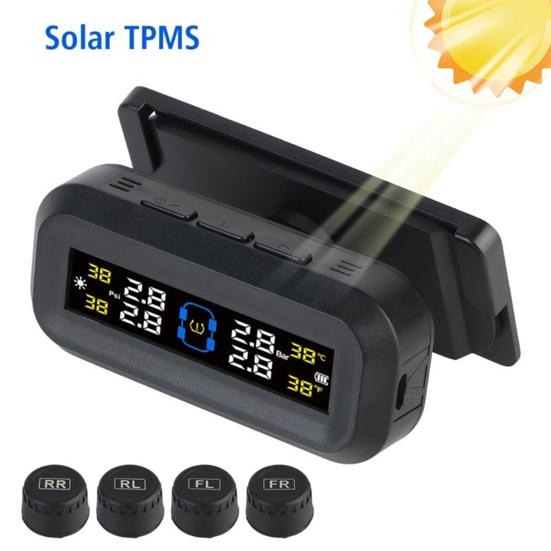 Беспроводная система контроля давления в шинах (TPMS) для транспортных средств малого размера с 4 колесами, Включает 4 датчика, Питание от USB и солнечной энергии