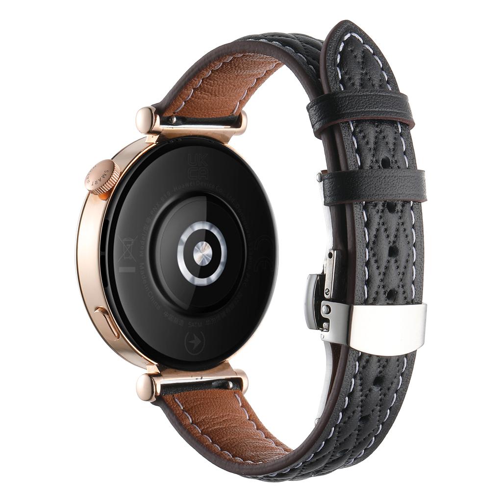 18mm Watch Band For Huawei Watch GT 5 Pro 42mm/GT 5 41mm/GT 4 41mm/Garmin Venu 3S ,Genuine Cow Leather Diamond Pattern Strap