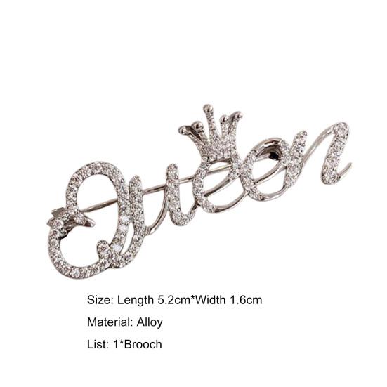 Женская брошь в форме буквы, роскошная из нержавеющей стали со стразами, булавка для платья для банкета