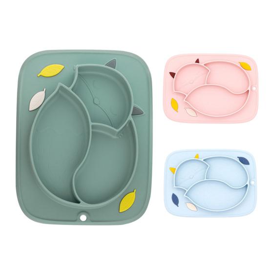 Kids Plate Cartoon Shape Suction Cup Bottom BPA Free Baby Training Dining Dish for Boys Girls