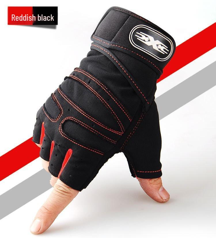 Unisex Half-Finger Exercise Gloves: Wear-Resistant, Anti-Callus, Wrist Support for Dumbbells & Pull-ups
