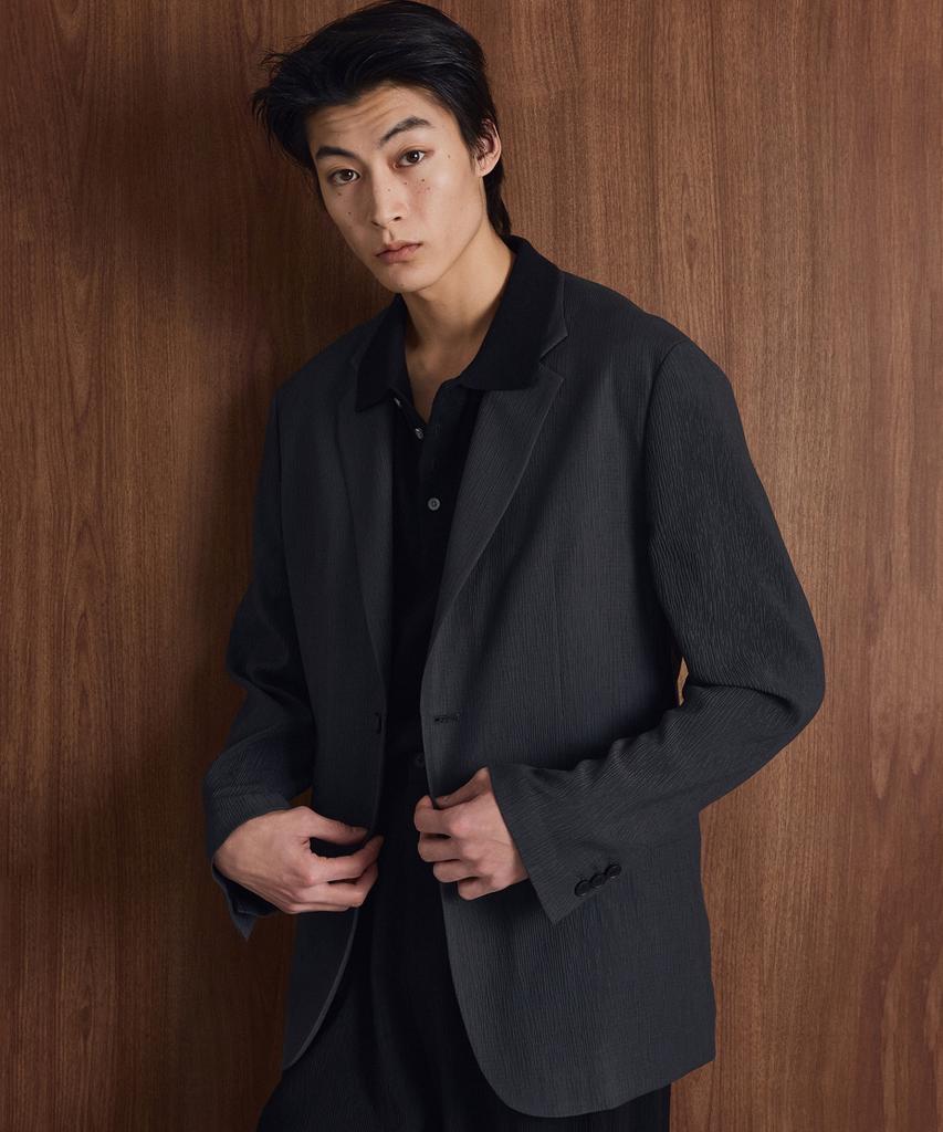 TNGT [Set] Kinoshita Seersucker Jacket & Maxi-Wide Pants (Grey) 0Tpa6E207G2