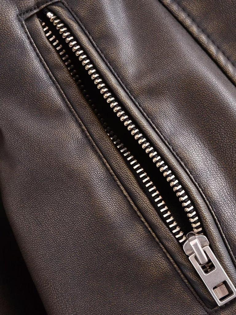 Осенняя куртка из искусственной кожи с градиентом 2023 года для мотоциклистов — стильный дизайн с короткими лацканами для крутых женщин