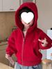 2025 Осень/Зима Корейский стиль Флисовая толстовка с капюшоном красного цвета для мальчиков – Толстый и модный теплый топ