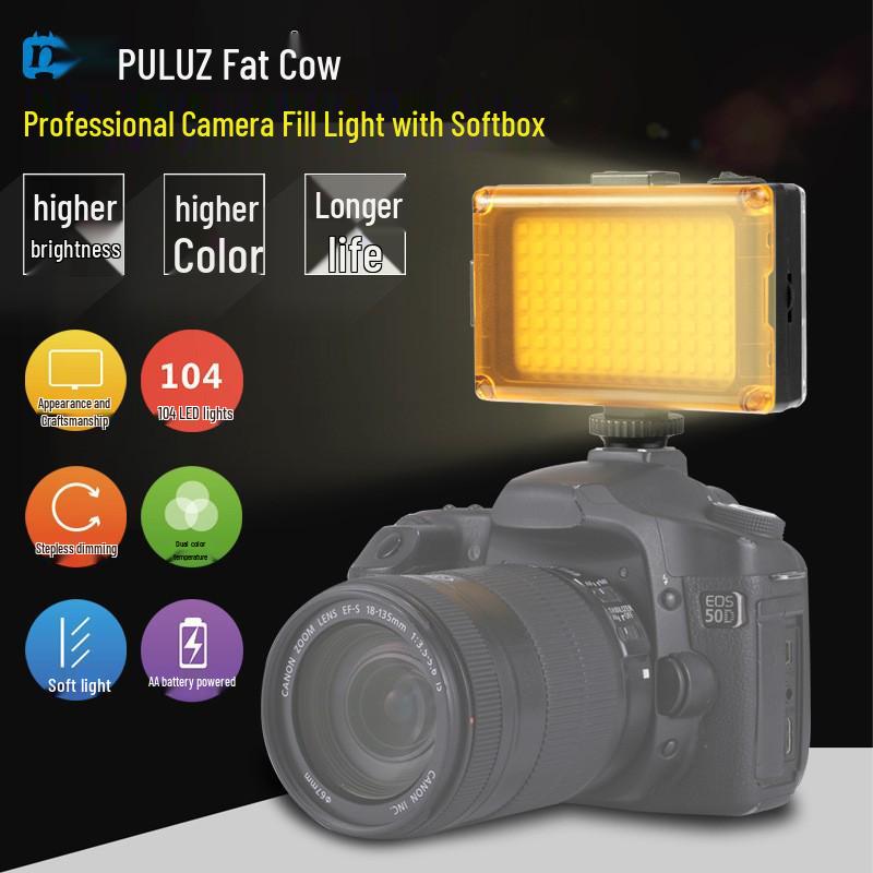 PULUZ Fat Cow LED Photography Light for DSLR Cameras - Digital Fill Soft On-Camera Light for Video Shooting