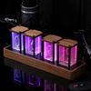 Nixie Tube Pseudo Luminous Tube Retro Modern Table Digital Alarm Seven LED Adjustable Vintage Glow Tube 16 Million USB Japanese Instruction