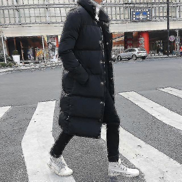 Mens Long Down Jacket Coat Luxury Winter Solid Black Parkas Men Plus Size 4xl Thick Warm Slim Fit Male Overcoat - Ri