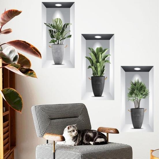 3 шт. стикер на стену 3D стерео креативная зелень в горшке поддельные наклейки на окно на стену для гостиной настенный плакат товары для дома