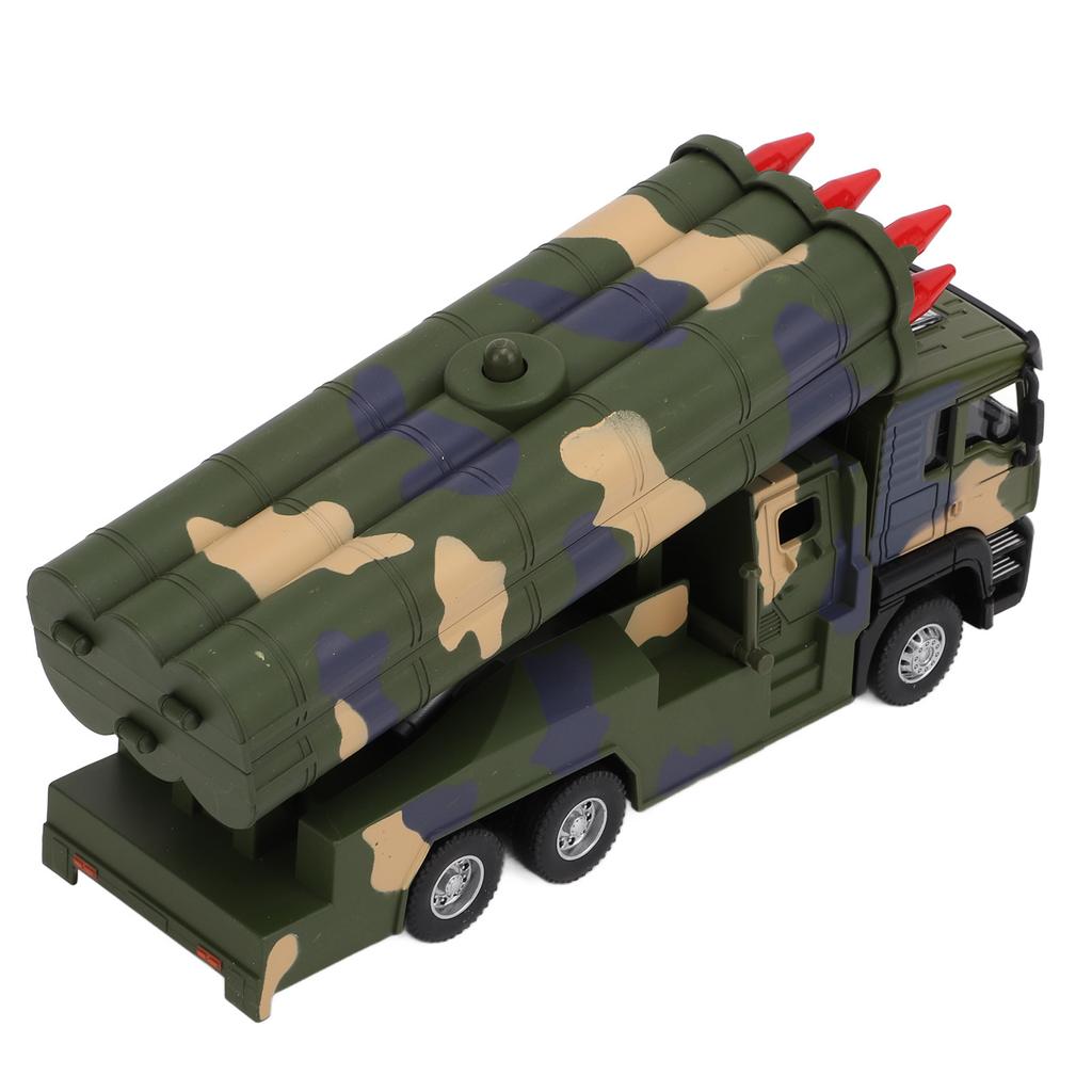 1/50 Военная ракетная модель автомобиля из сплава с инерционным двигателем, игрушечная ракета со звуком и светом для детей