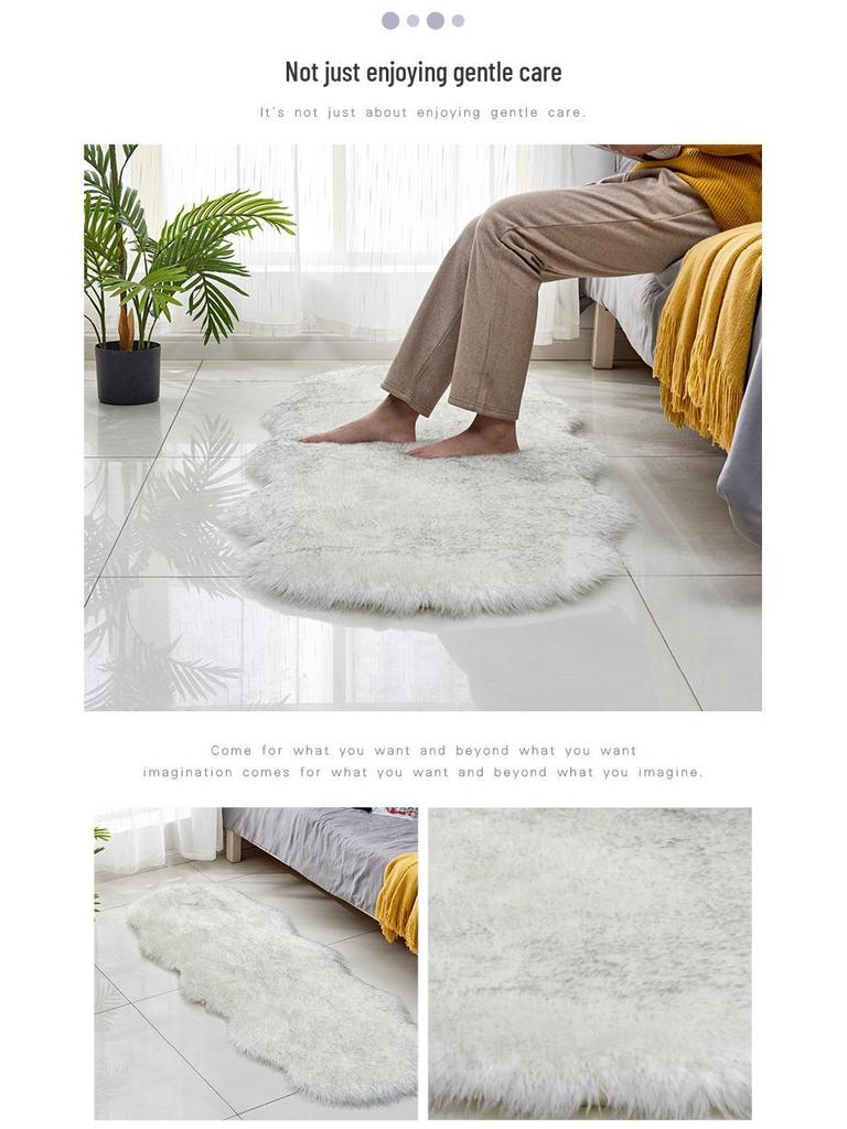 Ковер на диван из искусственной овчины и подушка для сиденья - Нескользящий коврик для пола из искусственной шерсти для гостиной и спальни