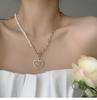 Vintage Baroque Freshwater Pearl Splicing Clavicle Chain Fashion Personality Metal Chain Love Short Necklace