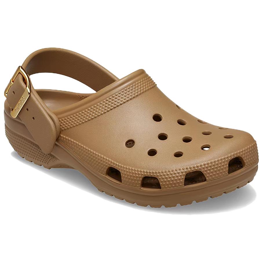 Crocs Классические кожаные клоги на металлической пряжке, унисекс, цвет Осьминог-коричневый, 213543-2EY