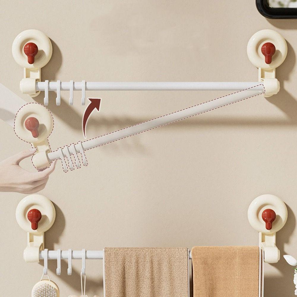 Plastic Suction Cup Towel Rack Punch Free Bath Towel Hanger Durable Single Rod Towel Rack  Toilet