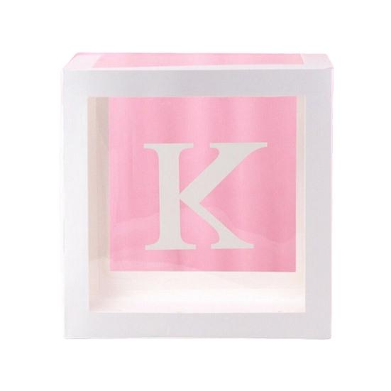 Balloon Box Reusable Clear Paper Box with Letter Stackable DIY Assembly 25 X 25cm Cube Box for Graduation Wedding Birthday Party Decor