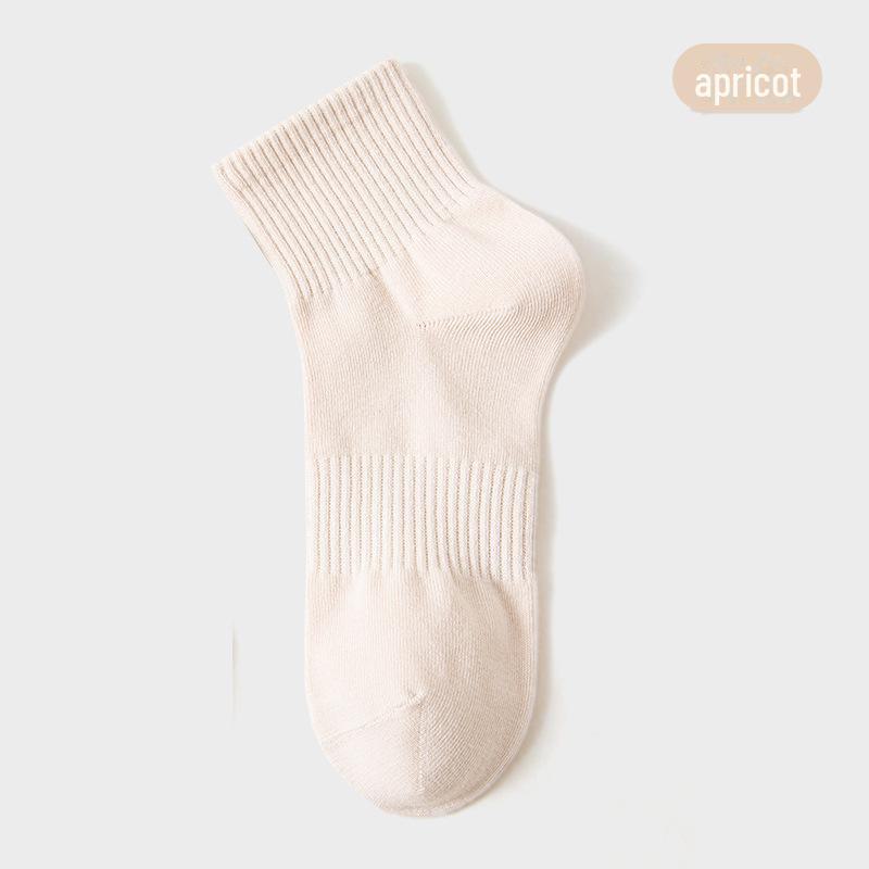 Женские повседневные носки средней длины из чесаного хлопка осенне-зимнего периода — однотонные, антипиллинговые, дезодорирующие спортивные носки.