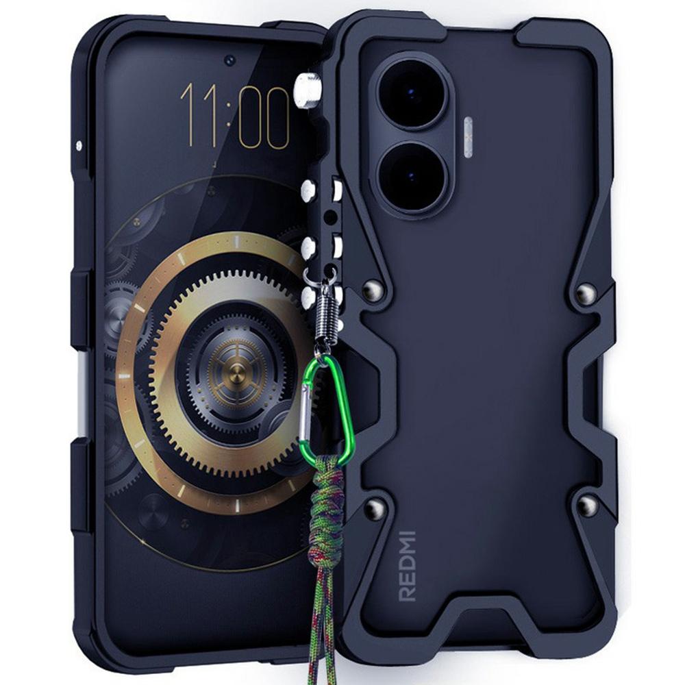 For Xiaomi Redmi Turbo 4 Pro 5G Bumper Case Aluminium Alloy Metal Phone Shell Cover with Strap