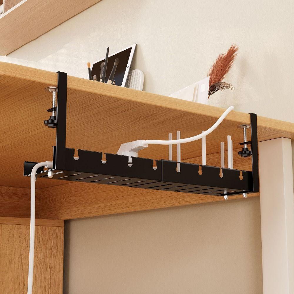 No Drilling Retractable Cable Storage Rack Space Saving Metal Cable Tray  for Home