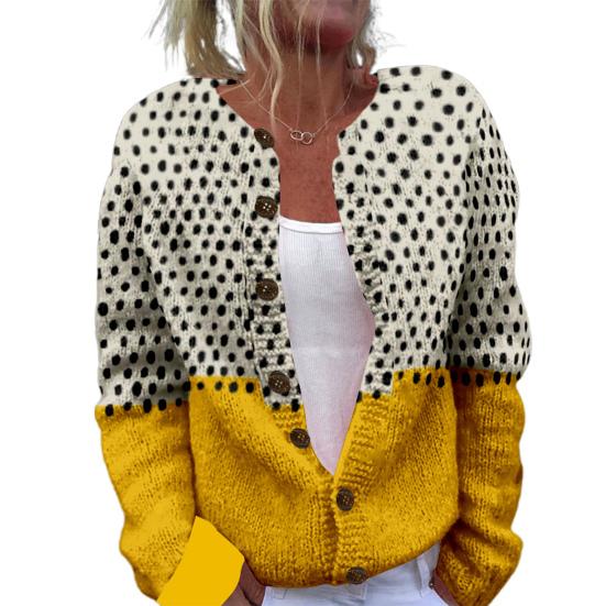 Женский свитер, пальто, круглый вырез, длинный рукав, анималистичный принт, вязаная верхняя одежда, свободный крой, открытый спереди, кардиган