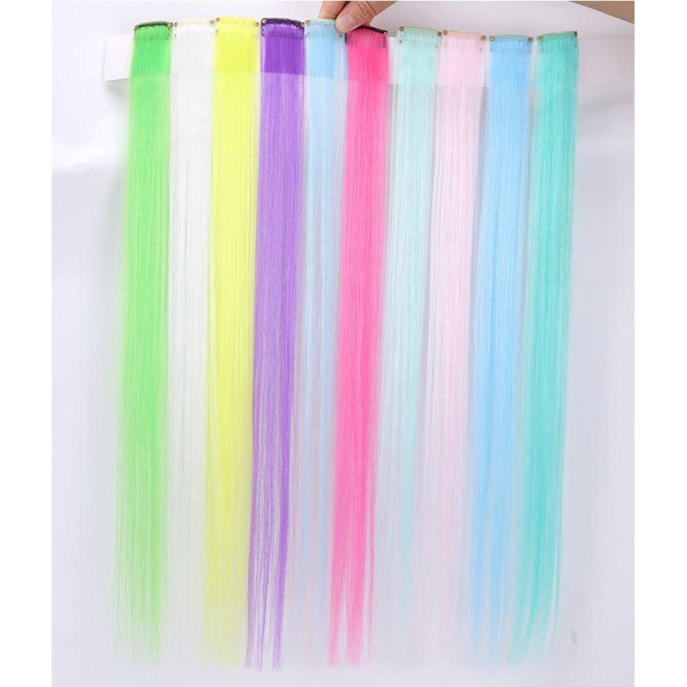 Заколки для волос Светящиеся накладные волосы Радужные синтетические волосы Длинные прямые накладные волосы для вечеринки