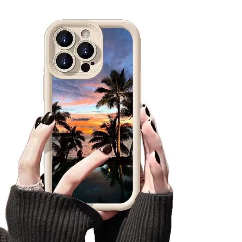 Чехол для iPhone 16 Pro с изображением кокосовой пальмы - Совместим с iPhone 15, 14, 13 Pro Max, 12X, Европейский и Американский дизайн