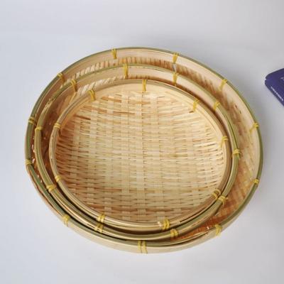 Поднос Плетеный Плетеный Бамбуковый Поднос Бамбуковый Круглый Плетеный Хлебная Корзина Декоративный Сервировочный Поднос Кухня