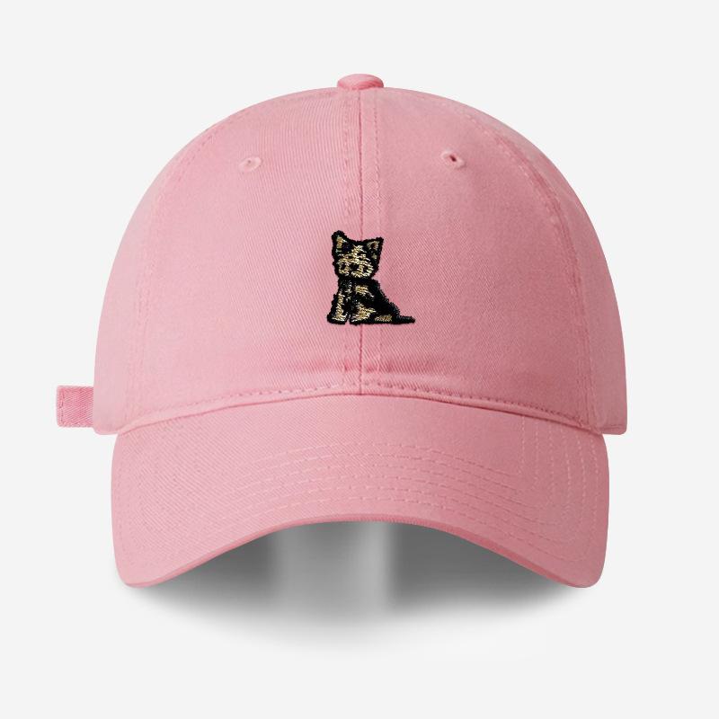 Summer New Cute Puppy Embroidery Dome Wide Brim Cap Couple Versatile Baseball Cap