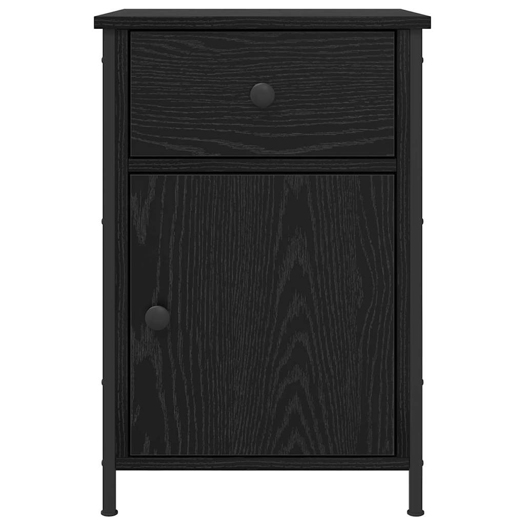 Nightstand Black Oak Effect 40 x 42 x 60 cm Engineered Wood