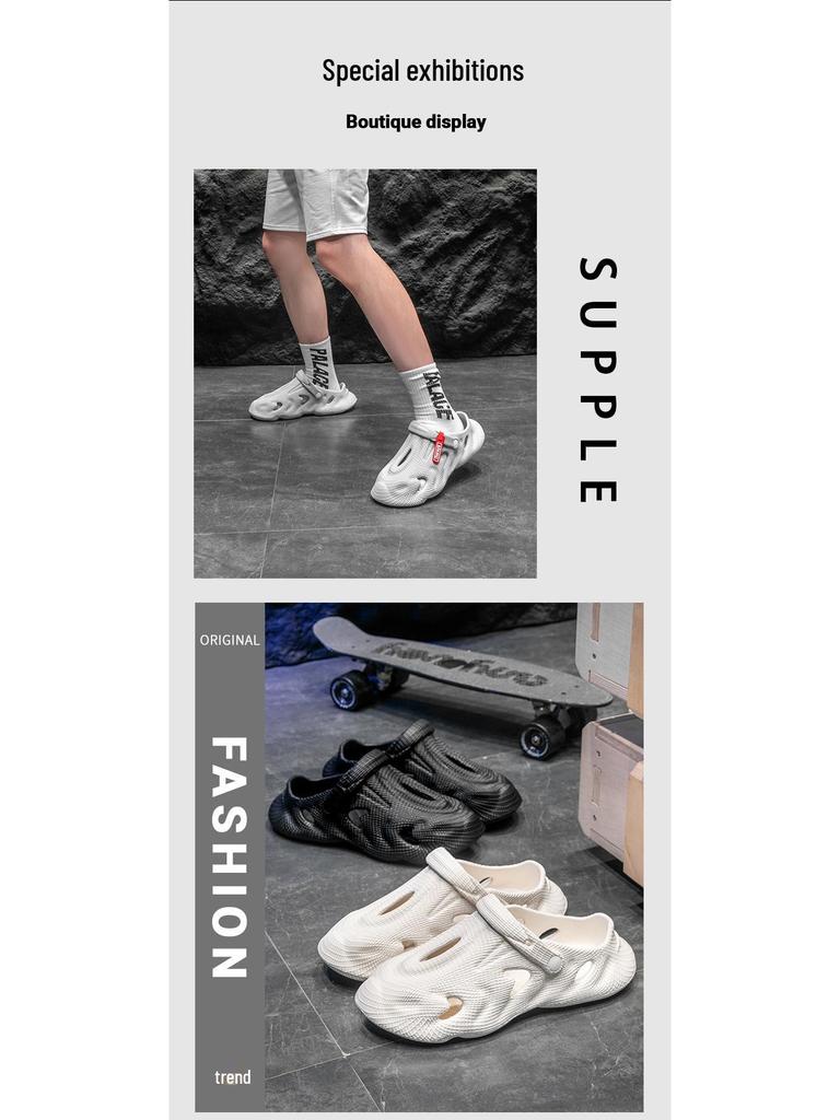 Мужские сандалии с кокосовым отверстием, нескользящие, для улицы, пляжные - летние шлепанцы Баотоу