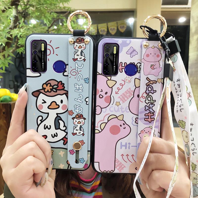 Cute Ring Phone Case For Tecno Camon15/15Air/16S/KD7H/CD6/CD7/Spark5/5Pro Anti-dust Back Cover Wristband Phone Holder