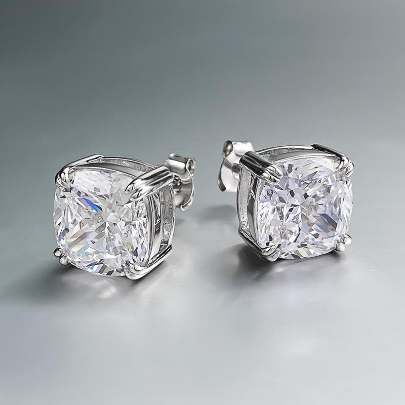 And American New S925 Body Silver Fat square High Carbon for Women's Wedding Jewelry