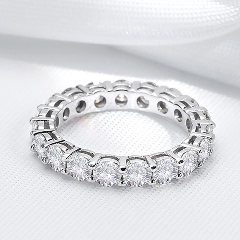 Smyoue 2-5mm Full Moissanite Ring for Women Sparkling Wedding Eternity Bands 100% S925 Silver Jewelry Classic Ring