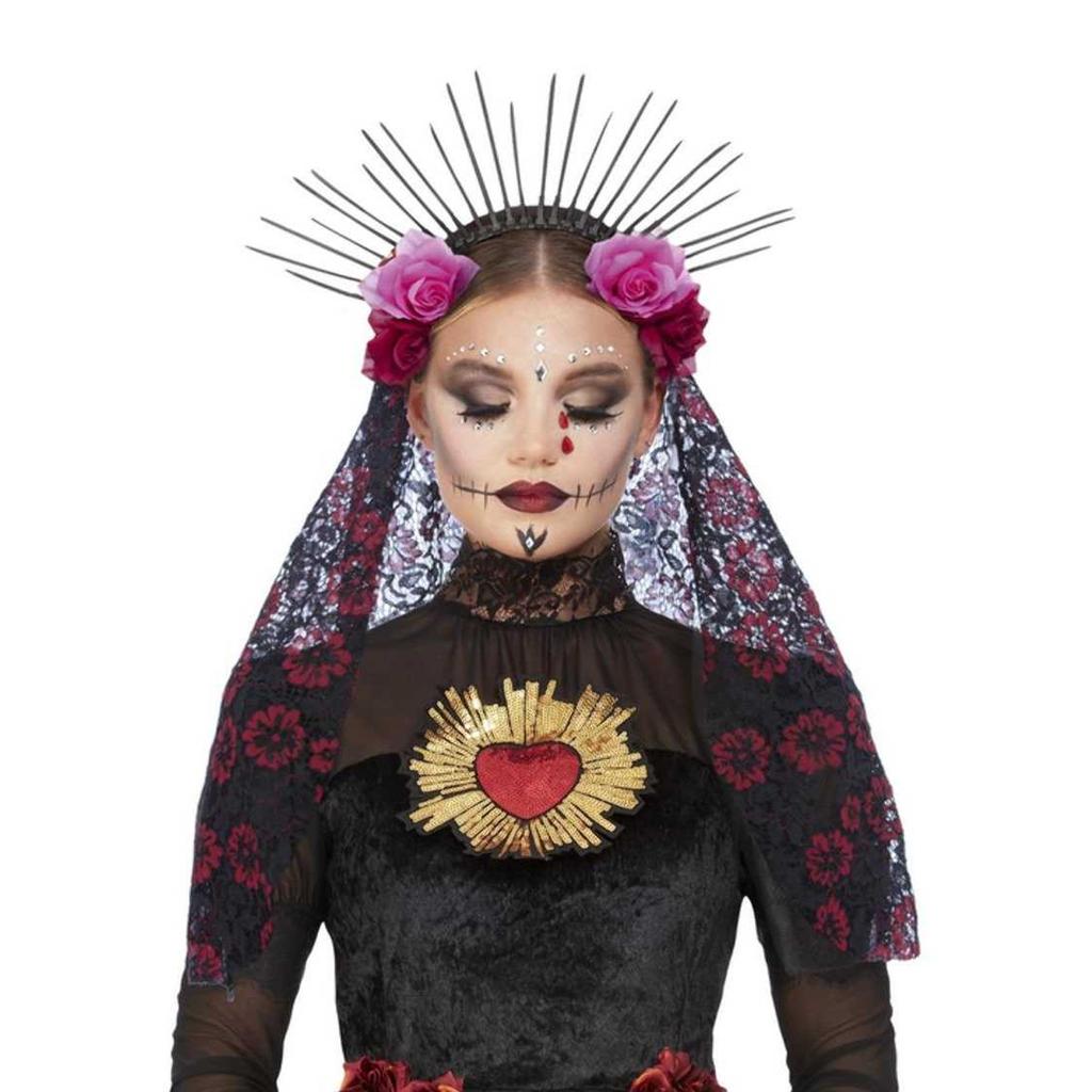 Smiffys Женская/дамская роскошная повязка на голову и вуаль Sunburst Day of the Dead
