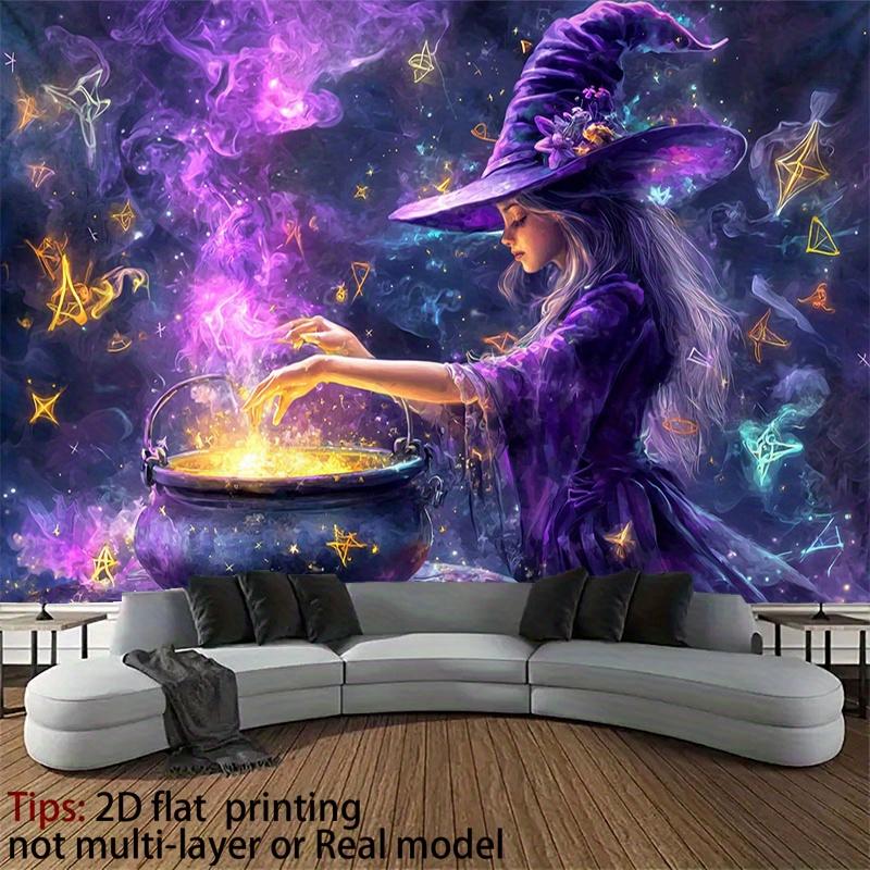 VIKAMA Dreamy Purple Witch Potion Tapestry Mysterious Starry Sky Magic Printing Hanging Cloth Room Decoration