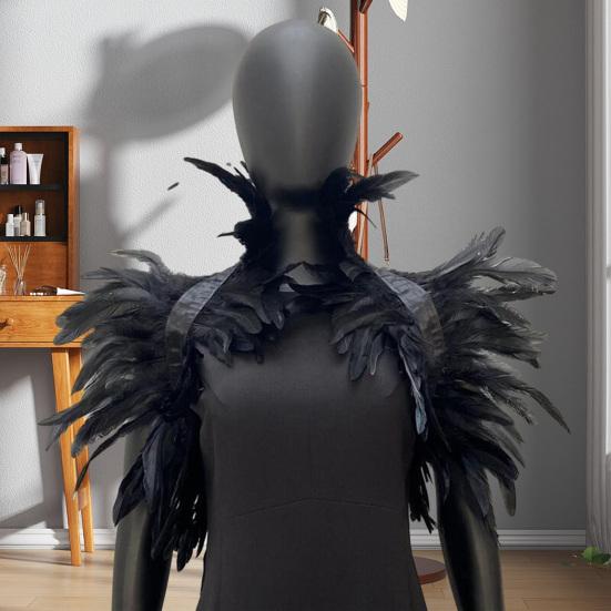 Шаль с перьями, накидка на плечо, мягкий регулируемый ретро-готический воротник, косплей, вечеринка, тело, сценическое представление, костюм танцора с искусственным воротником