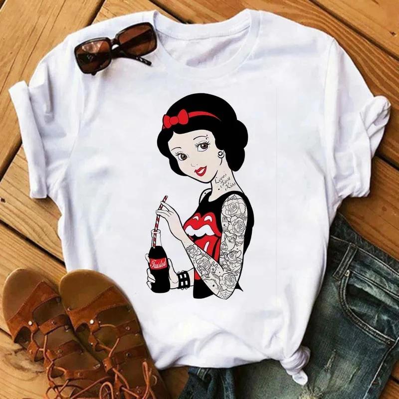 Kawaii Unisex Princess Cotton T-Shirt Summer Tops Harajuku Cartoon Graphic Tees Cute T-shirt Blouses