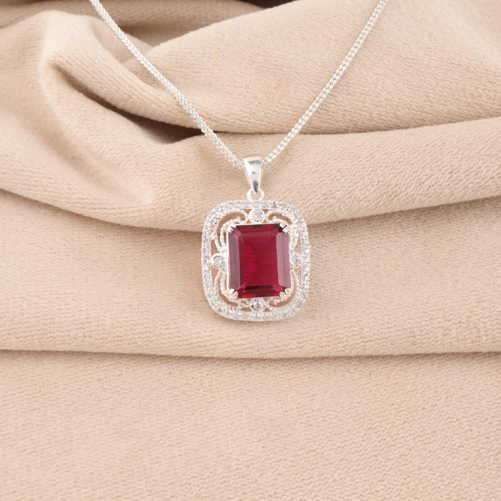 Pink Rubellite Gemstone 925 Sterling Silver Jewelry Zircon Pendant Gift For Her CZP-11-5