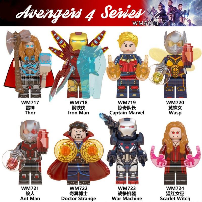 Marvel Avengers 4 Iron Man Thor War Machine Ant-Man Compatible Minifigures Building Blocks Toys for Children WM6063