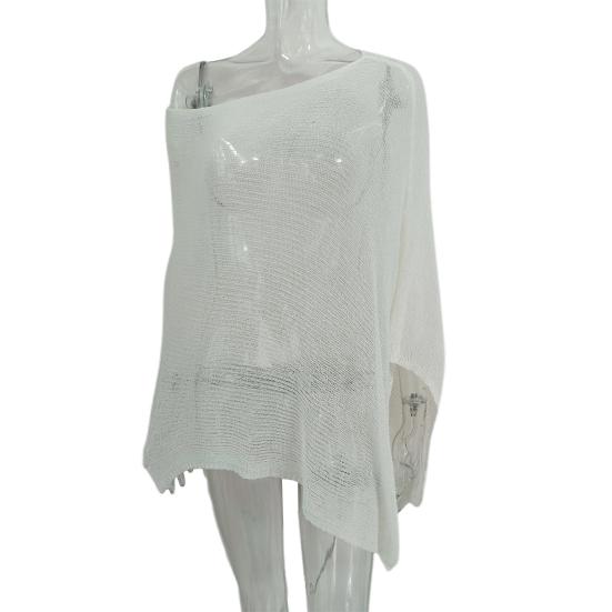 Женская накидка-шаль из сетки с асимметричным подолом, легкий летний пуловер, дорожная одежда-обертка