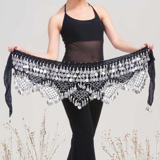 Velvet Belly Dance Waist Chain with Coin Lace-up Lightweight Women Dancing Waist Belt Dancer Accessories