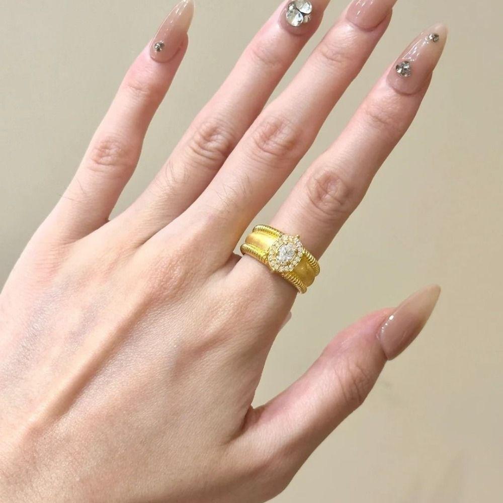 Vintage Crystal Split Ring Unique Adjustable Finger Rings Retro Pearl Opening Rings Female