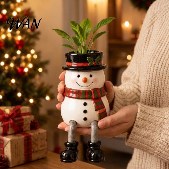 Decorative Flower Vases for Home Christmas Resin Flowerpot, Unique Festive Floral Container, Indoor Plant Pots Artificial Arrangement Vase Decor