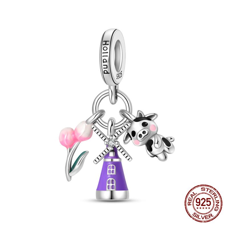 Winter Series Ski Polar Bear Snowman Charms Fit Original Bracelet DIY Jewelry Making Women Gift 100% 925 Silver