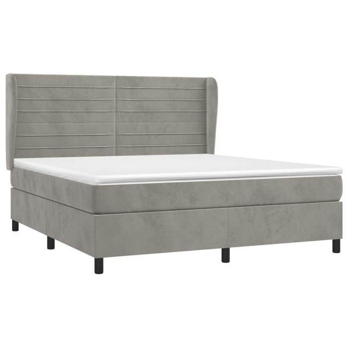 Sommier à lattes et matelas - Maison Exclusive - 160x200cm - Velours gris clair - Tête de lit réglable